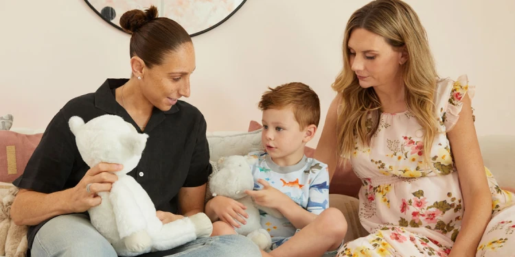 Leo Michael Taurasi-Taylor with his mothers, Penny Taylor and Diana Taurasi